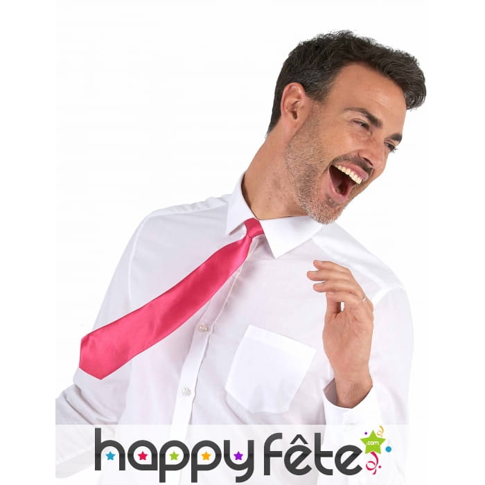 Cravate rose fluo unie de 40cm