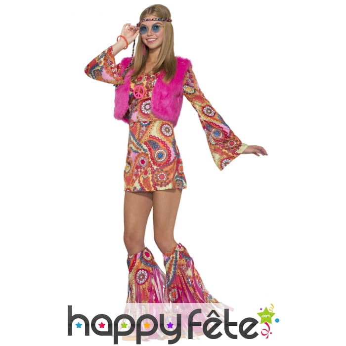 Costume robe groovy courte