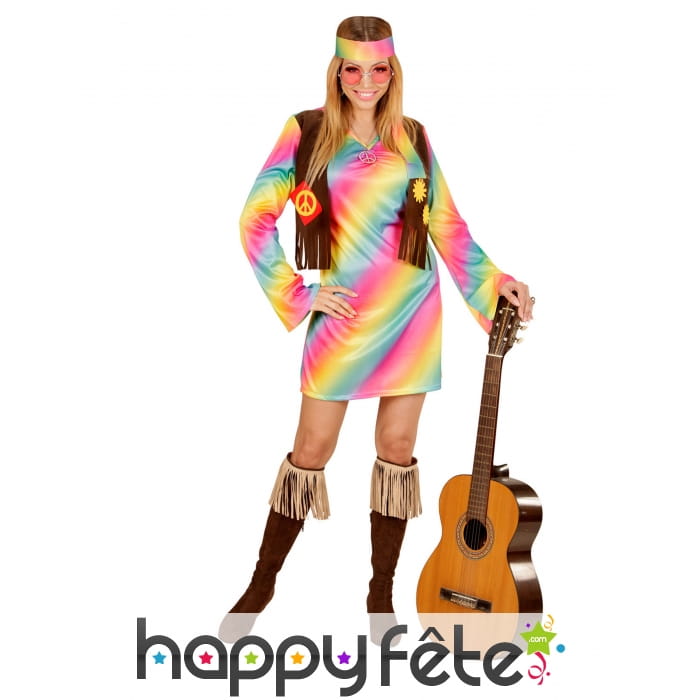 Costume Robe hippie aux coloris pastels