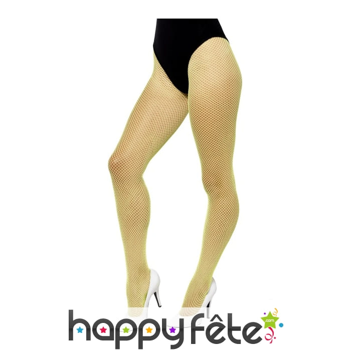 Collants résille jaunes néon