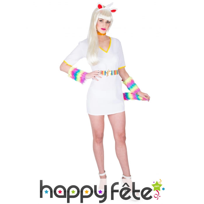 Costume Robe Licorne courte blanche