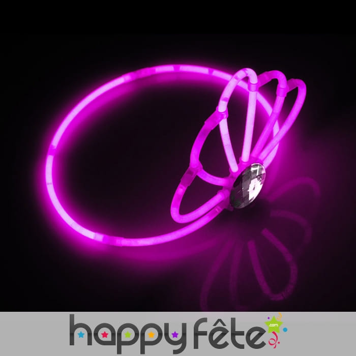 Couronne rose luminescente avec perles