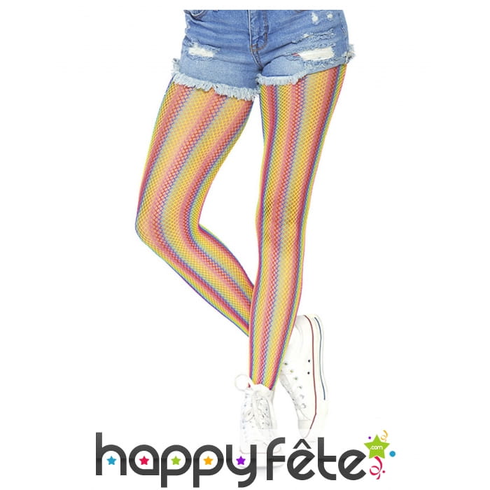 Collants résilles multicolores pour adulte