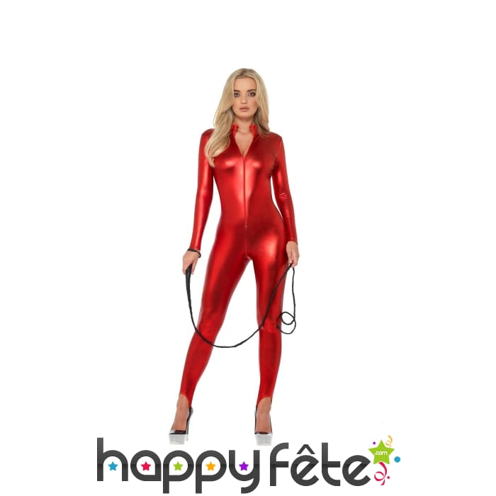 Combinaison rouge moulante intégrale pour femme
