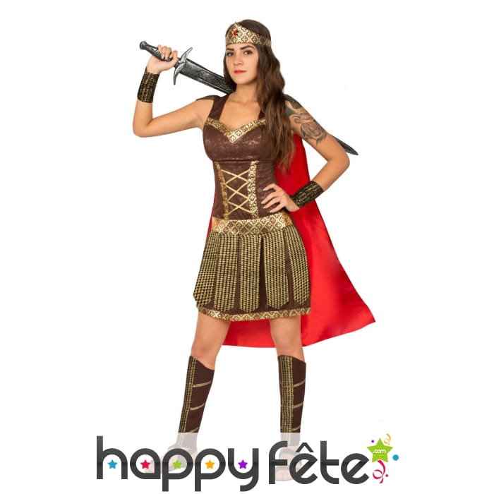 Costume robe marron de gladiatrice