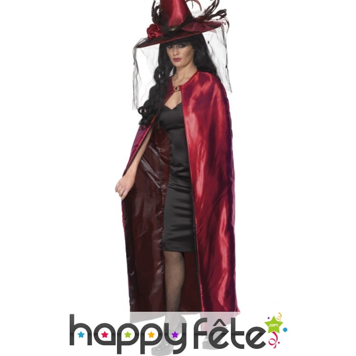 Cape réversible noire rouge pour femme