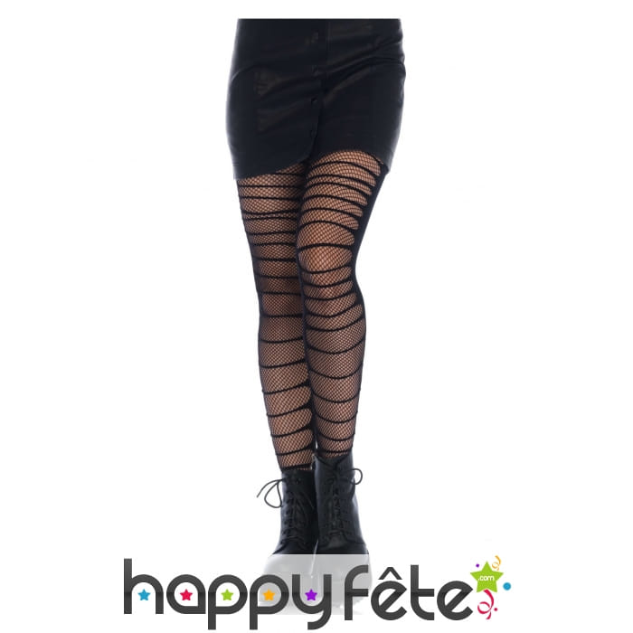 Collants résilles noirs effet déchiré pour femme