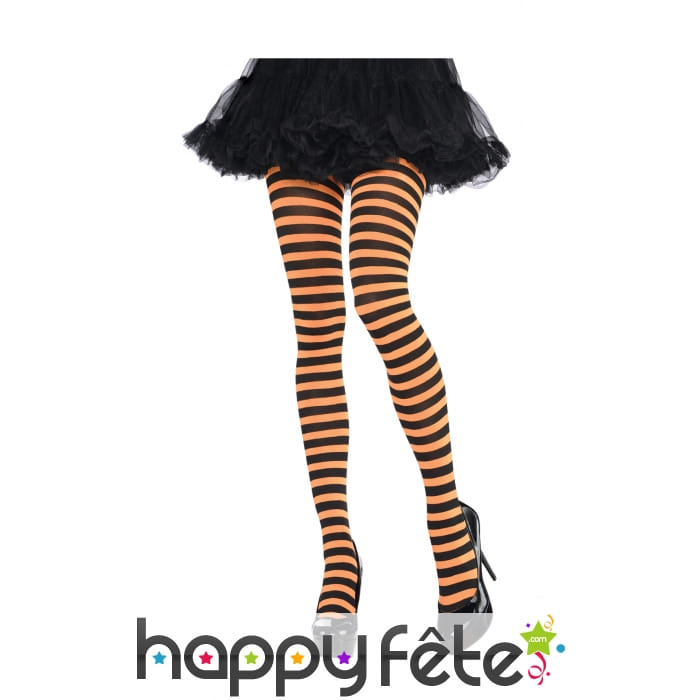Collants rayés Orange et Noirs pour femme