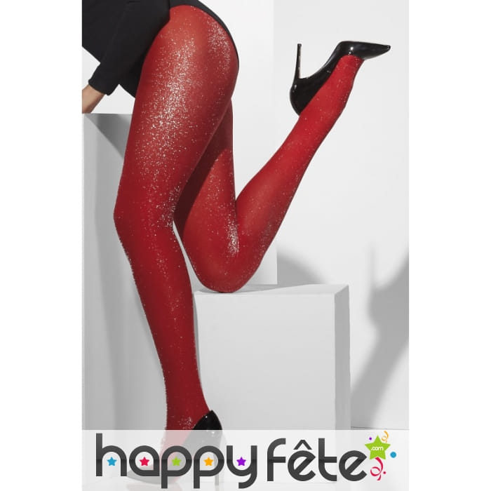 Collants rouges paillettes