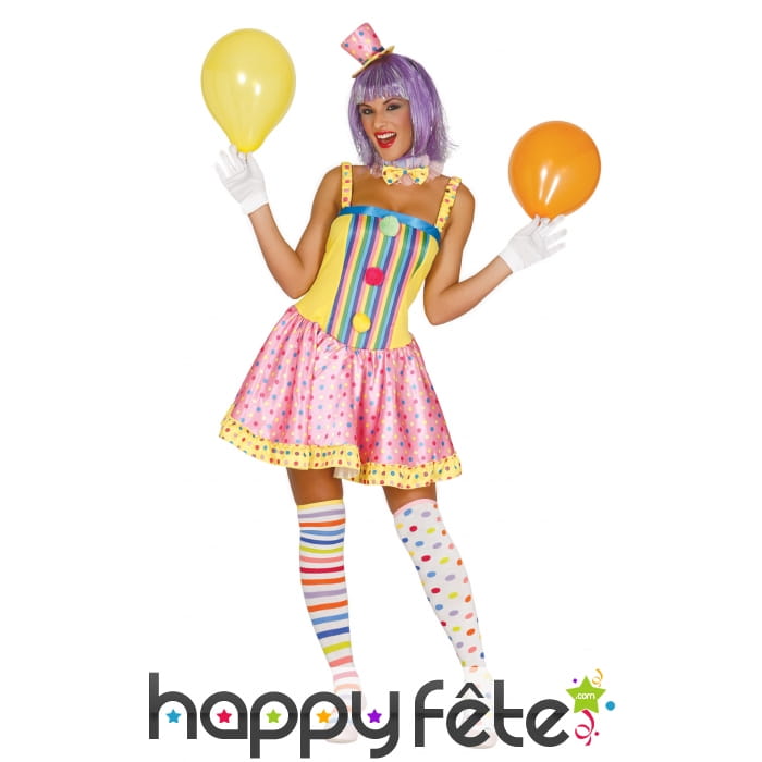 Costume robe pastel de femme clown