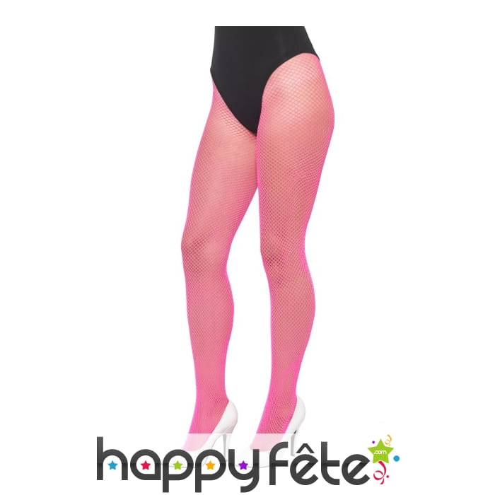 Collants résille rose néon