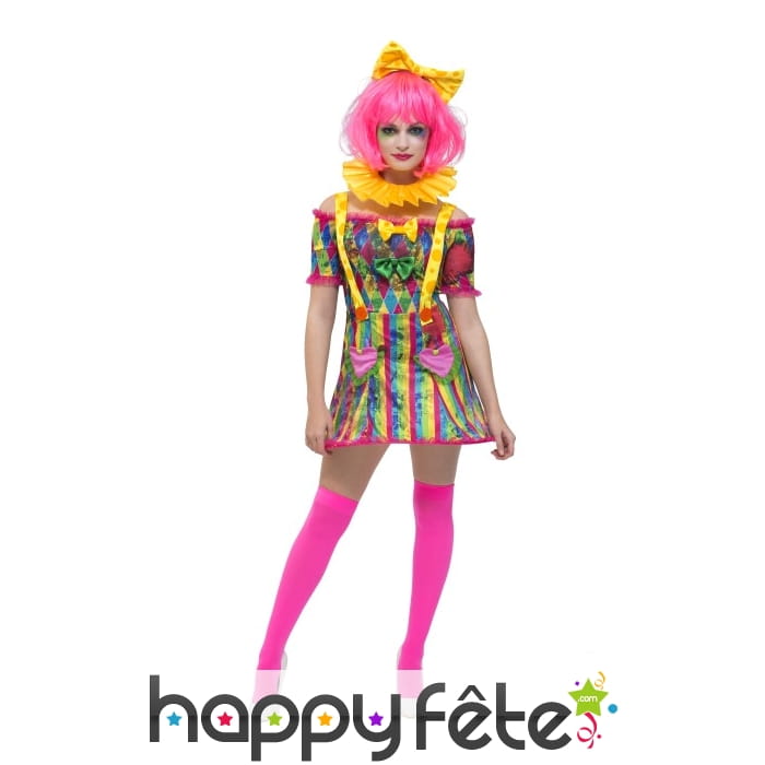 Costume robe sexy de clown Patchwork