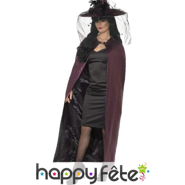 Cape réversible violette et noire, pour femme