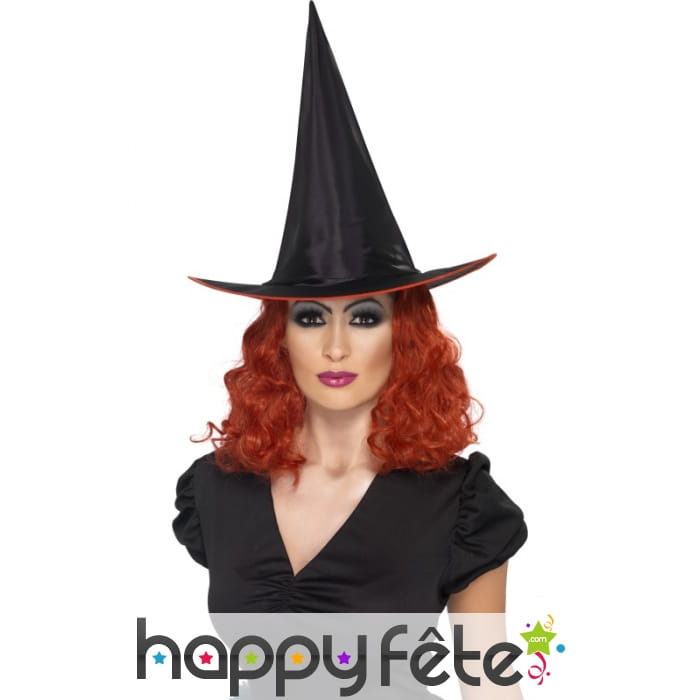 Chapeau sorcière avec cheveux rouge
