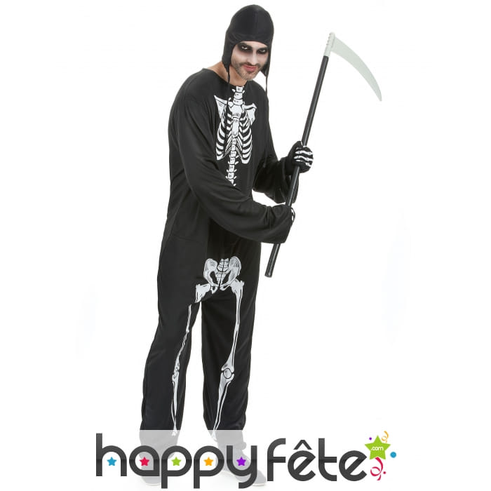 Combinaison squelette avec capuche, pour adulte