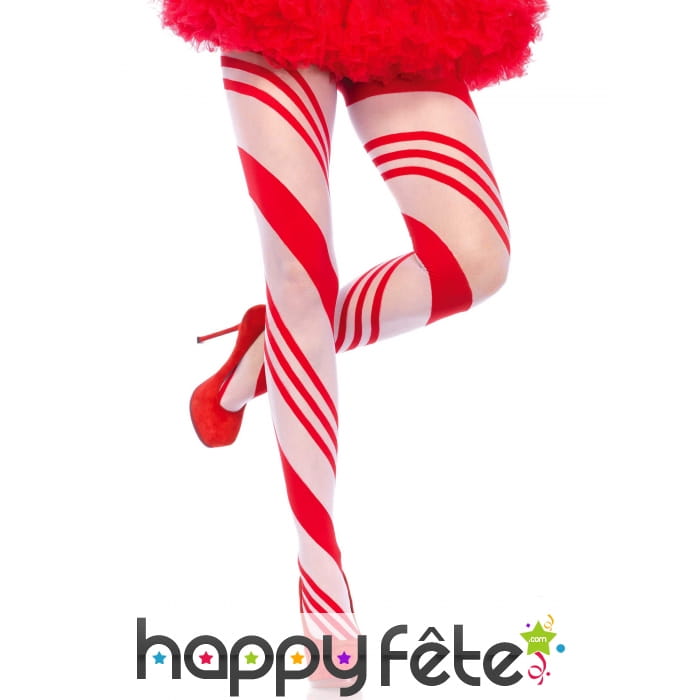 Collants striés blancs rouges en spandex