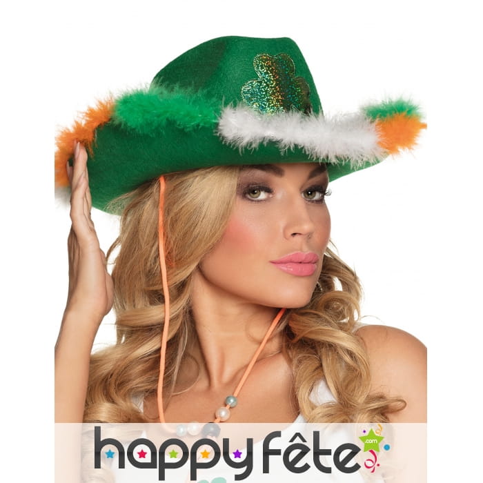 Chapeau style cowboy aux couleurs de l'Irlande