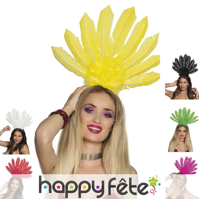 Coiffe samba de grande plumes