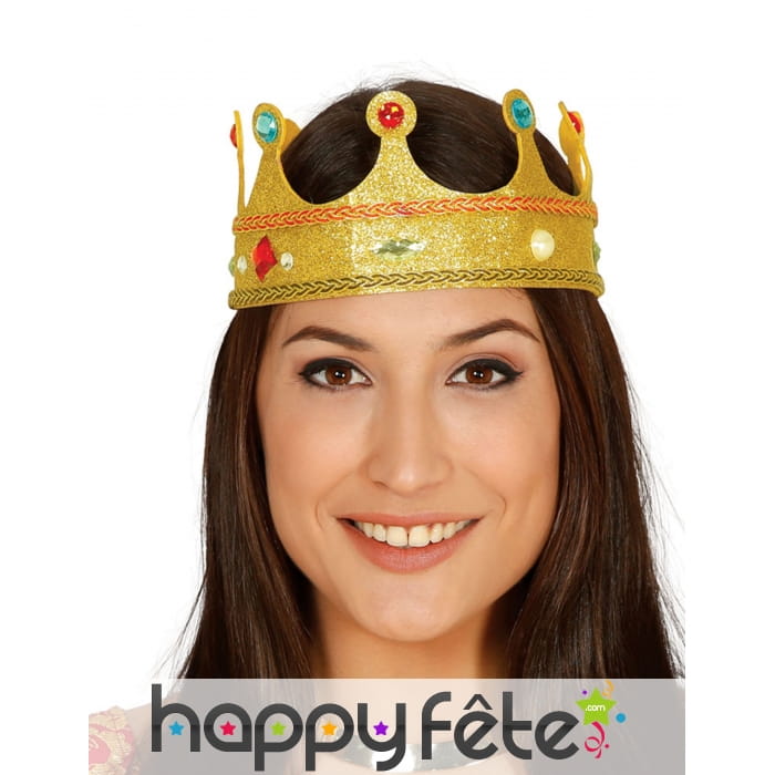 Couronne souple de reine médiévale pailletée dorée