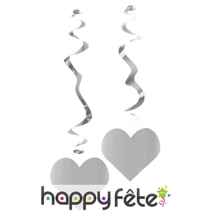 Coeur suspendus en métal argent