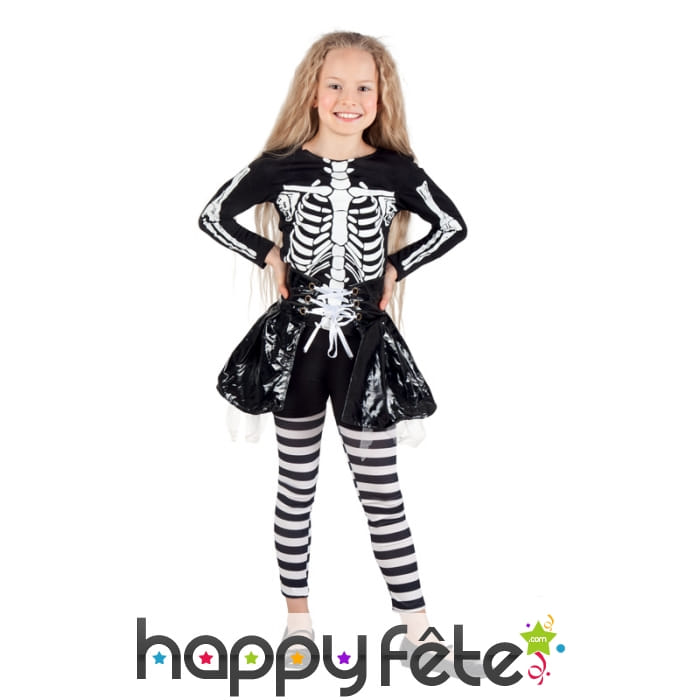 Costume squelette en jupe pour fillette