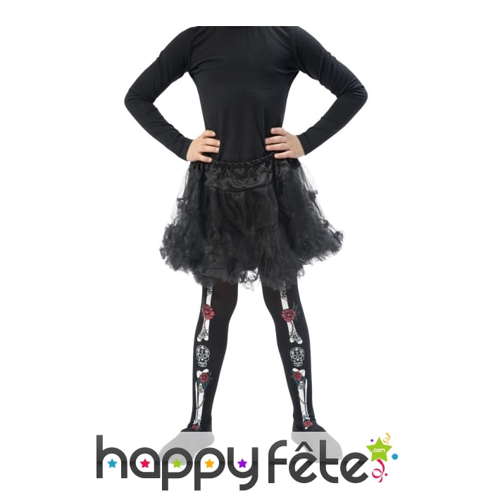 Collants squelette jour des morts pour enfant