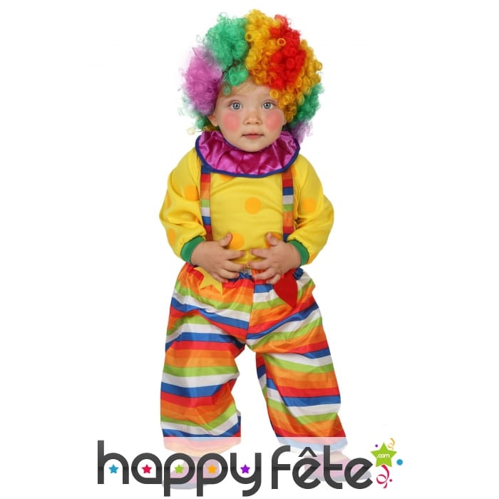 Costume salopette multicolore de bébé clown