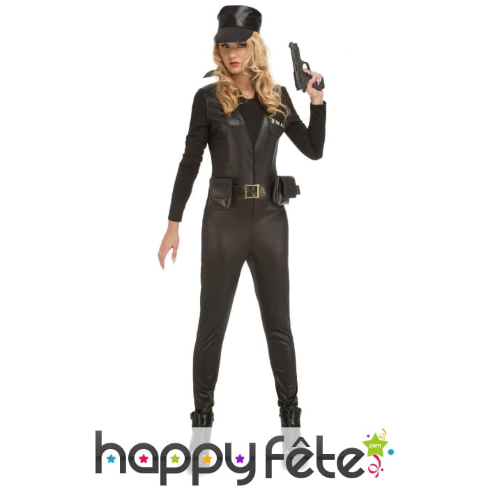 Combinaison SWAT noire moulante pour femme