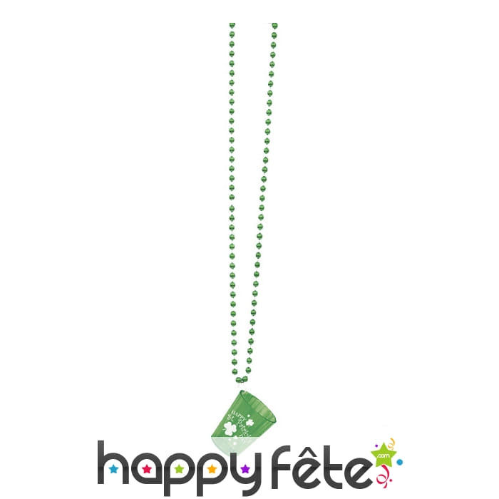 Collier Saint Patrick pendentif verre shooter