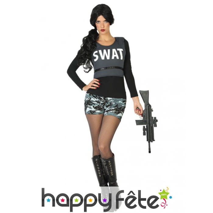 Costume SWAT pour femme avec shorty