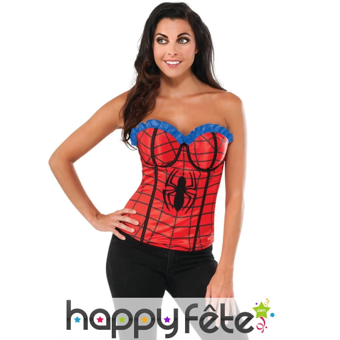 Corset Spiderman rouge et bleu pour femme