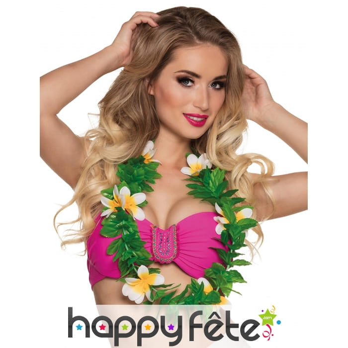 Collier Tahitien avec fleurs de Tiaré pour adulte