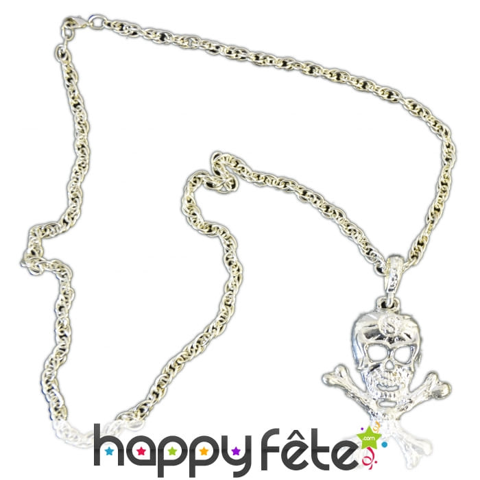 Collier tête de mort argentée
