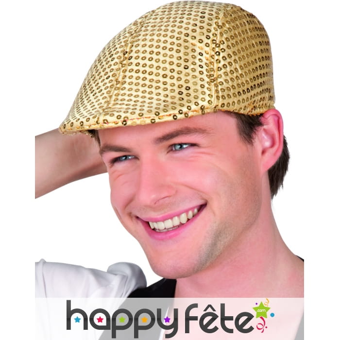 Casquette trendy pailletté or