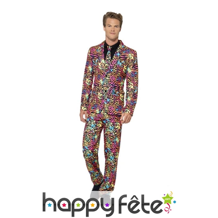 Costume trois pièces néon multicolore