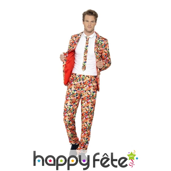 Costumes trois pièces sucreries multicolores