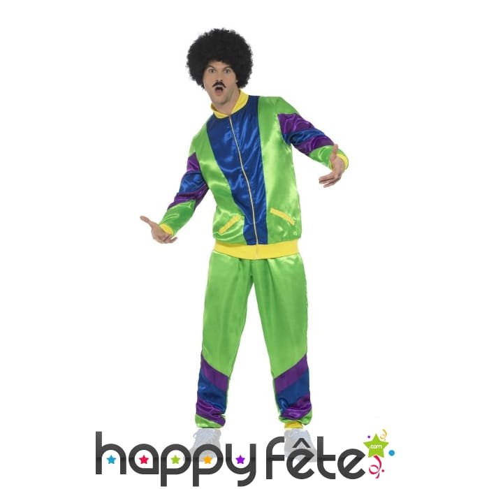 Costume training rétro années 80 vert pour homme