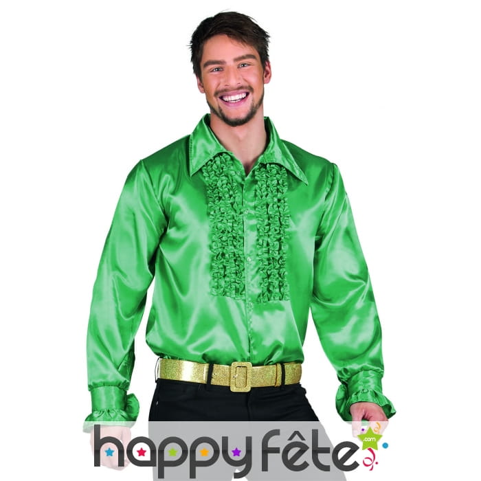 Chemise verte disco ruche pour homme