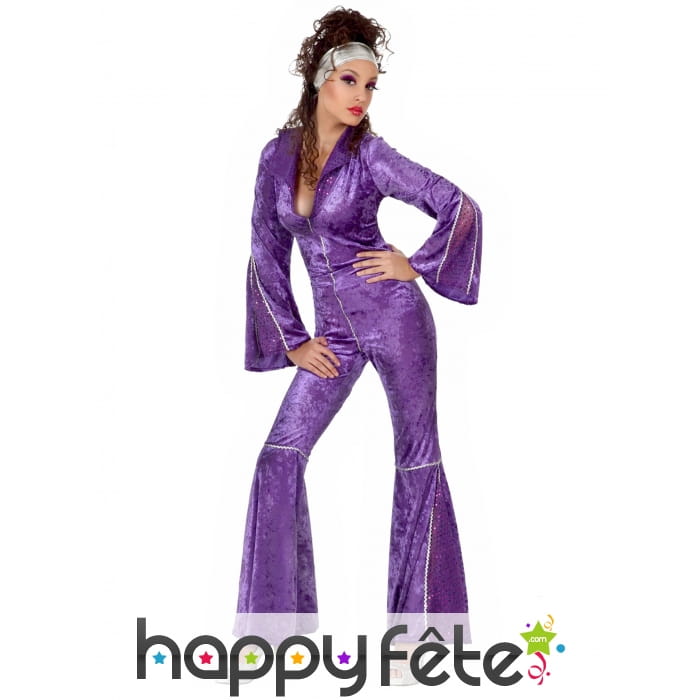 Combinaison violette disco effet velours