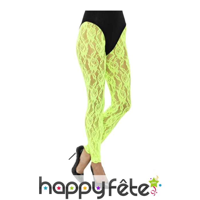 Collant vert fluo et dentelle sans pied
