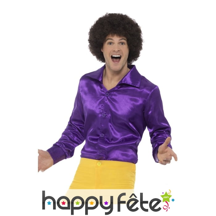 Chemise violette pour homme style années 60