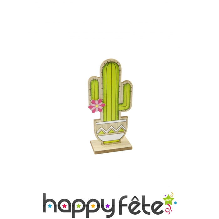 Cactus vert sur pied avec fleur, 14 cm