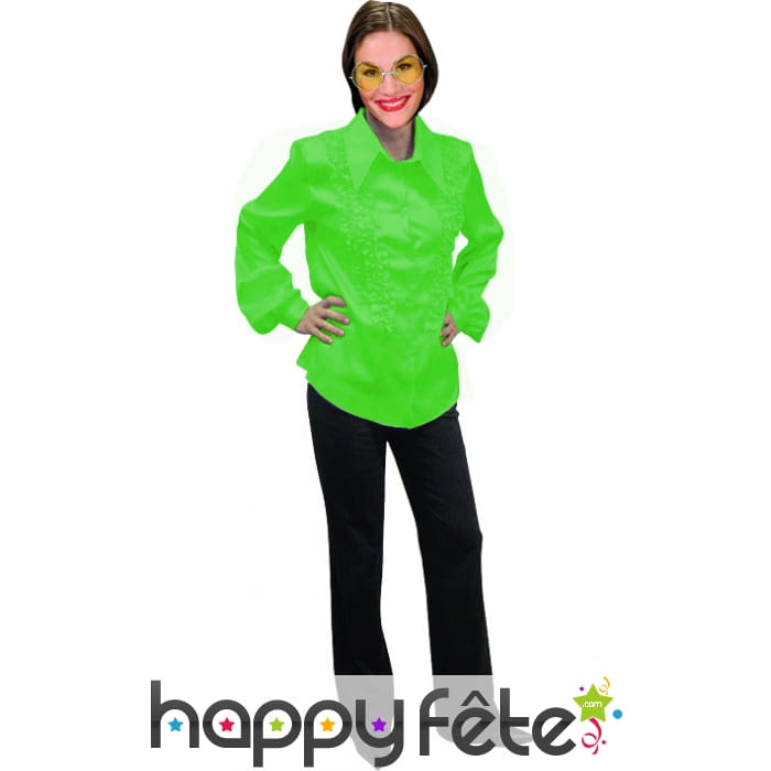 Chemise verte super ruche femme