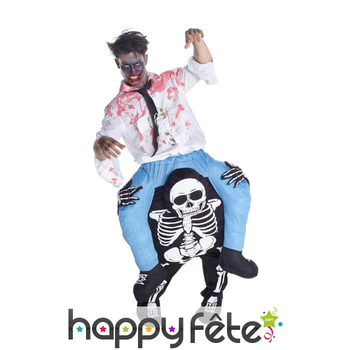 Costume zombie à dos de squelette