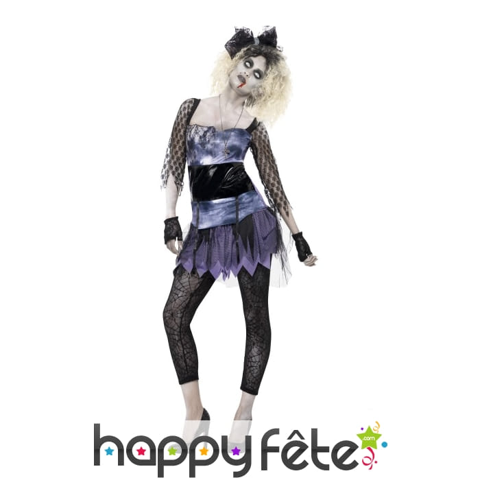 Déguisement années 80 zombie pour femme