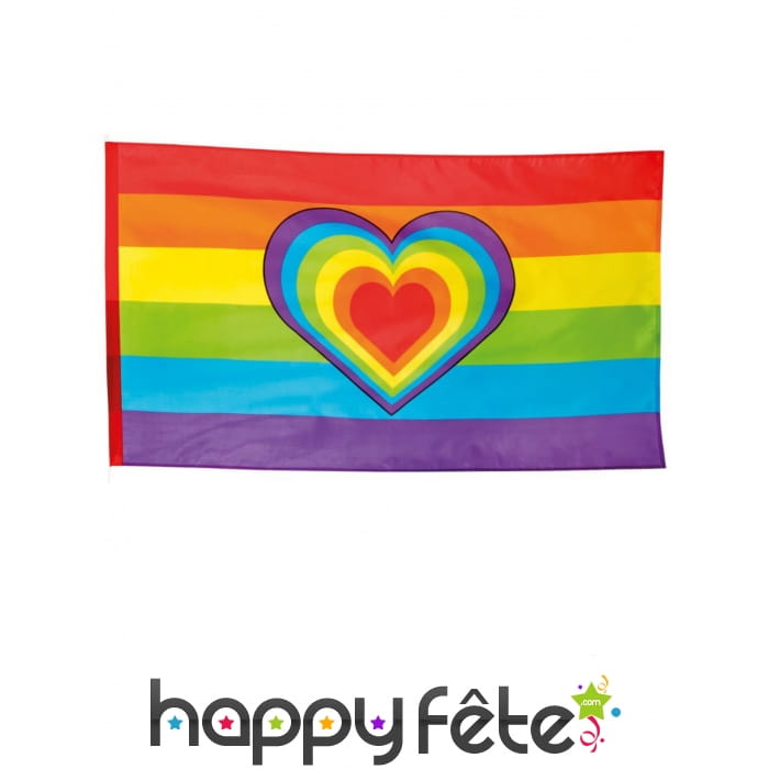 Drapeau Arc-en-ciel et coeur de 90X150 cm