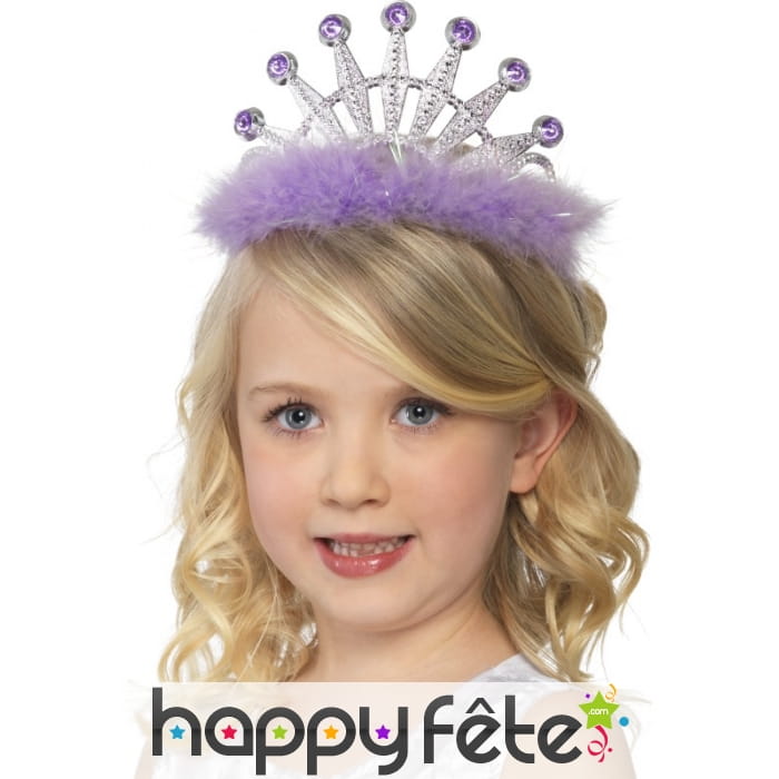 Diadème avec froufrou mauve