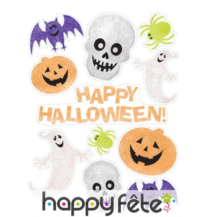Déco autocollantes Happy Halloween pour fenêtre