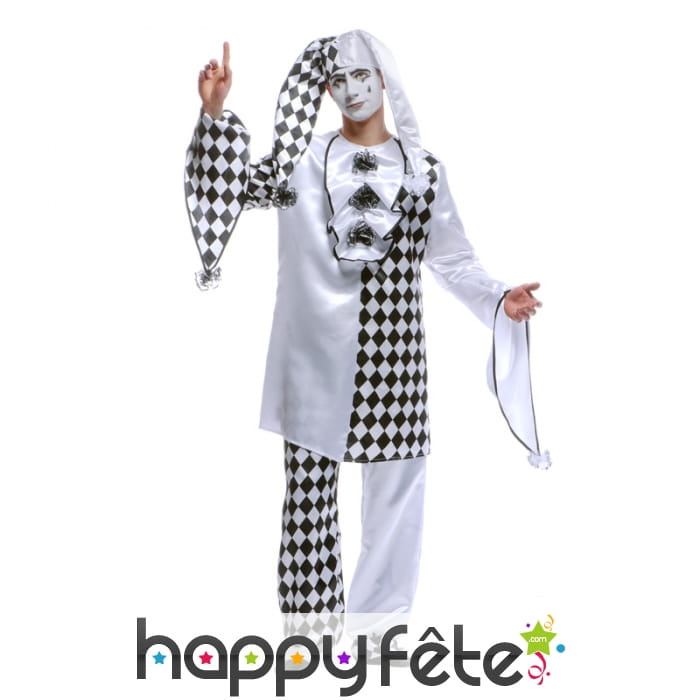 Déguisement arlequin noir et blanc pour homme