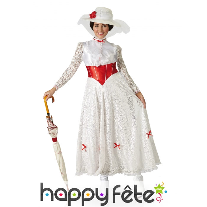Déguisement blanc de Mary Poppins pour femme